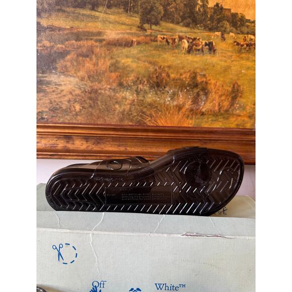 Off White Transparent Jelly Zip Tie Slingback Flat Sandal w Box Ladies Size 5 - Picture 7 of 9